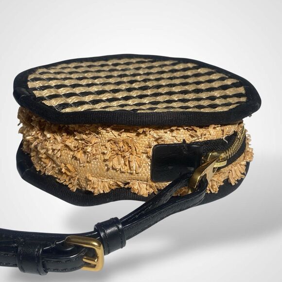 Marc by Marc Jacobs Round Striped Wristlet Bag Jute Tan & Black Boho Casual - Picture 6 of 9